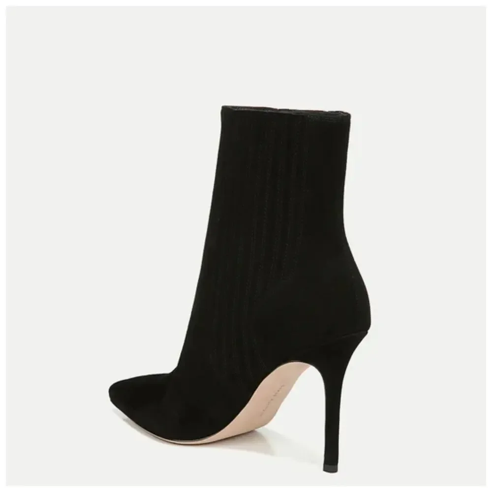 Veronica BEARD LISA STILETTO-HEEL BOOTIE Boots NIB 498 8.5 Black Suede